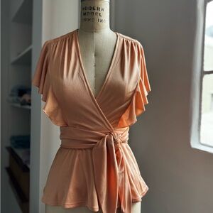 Vintage Peach Jody T Ruffle Top XS/S